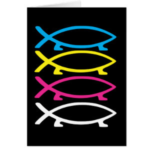 Cartão peixes de darwin do cmyk