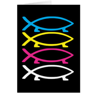 Cartão peixes de darwin do cmyk