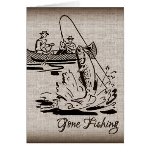 Cartão Peixes de pesca idos do caiaque da canoa do