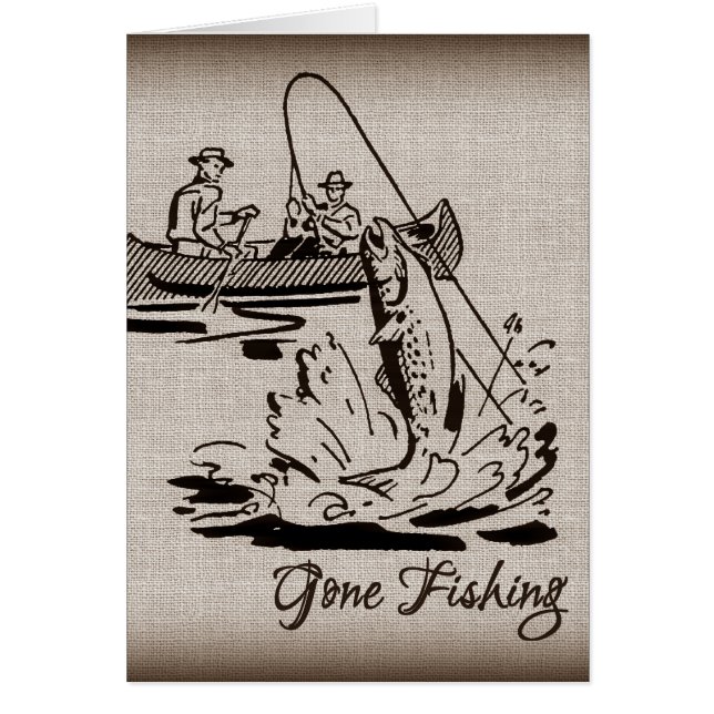 Cartão Peixes de pesca idos do caiaque da canoa do (Frente)