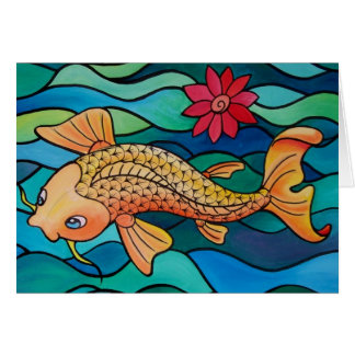 Cartão Peixes Dourados/lagoa de Koi