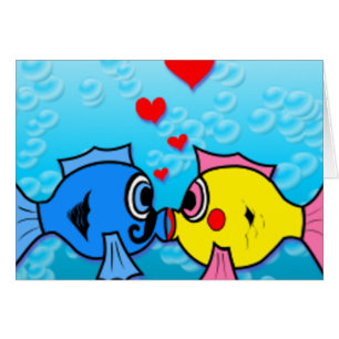 Cartão Peixes no amor