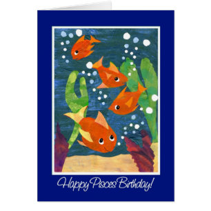Cartão Peixes-Peixes-dourados-bonitos Peixes-Aniversário