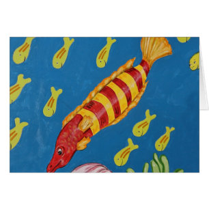 Cartão Peixes tropicais vermelhos & amarelos