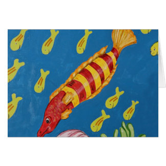 Cartão Peixes tropicais vermelhos & amarelos