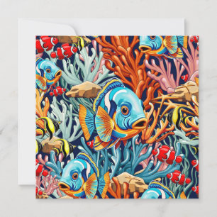 Cartão Peixes Tropicais Vibrações Coloridas de Verão