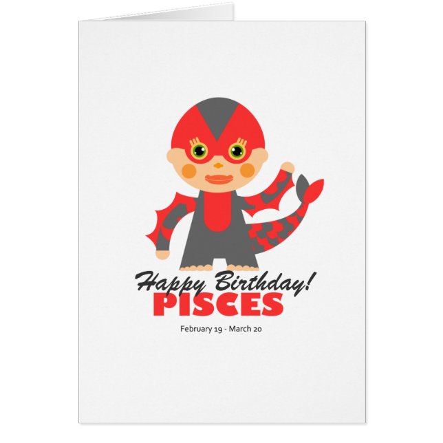 Cartão Peixes Zodiac para crianças (Frente)