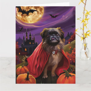 Cartão Pékinês de Halloween Abóboras Vampiro Assustador
