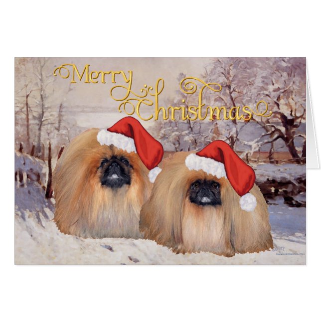 Cartão Pekingese Christmas (Frente Horizontal)