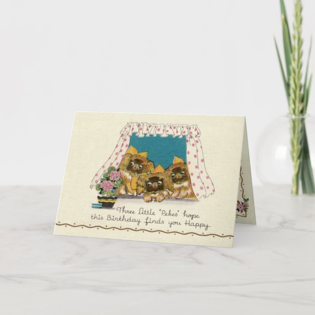 Cartão Pekingese Dog Birthday Card (Frente)