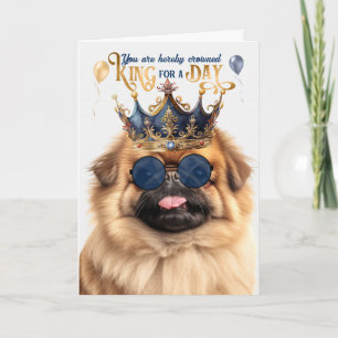 Cartão Pekingese Dog King para um dia de aniversário engr