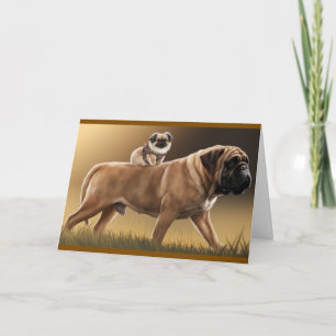 Cartão Pekingese e Bullmastiff