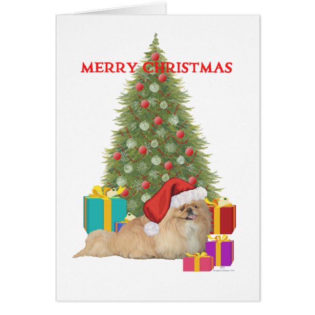 Cartão Pekingese Feliz Natal (Frente)