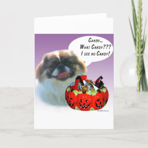 Cartão Pekingese Halloween Candy