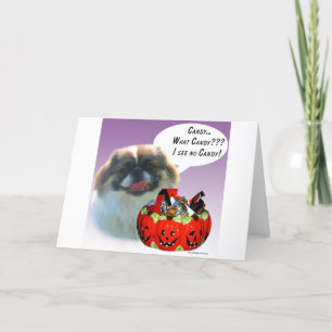 Cartão Pekingese Halloween Candy