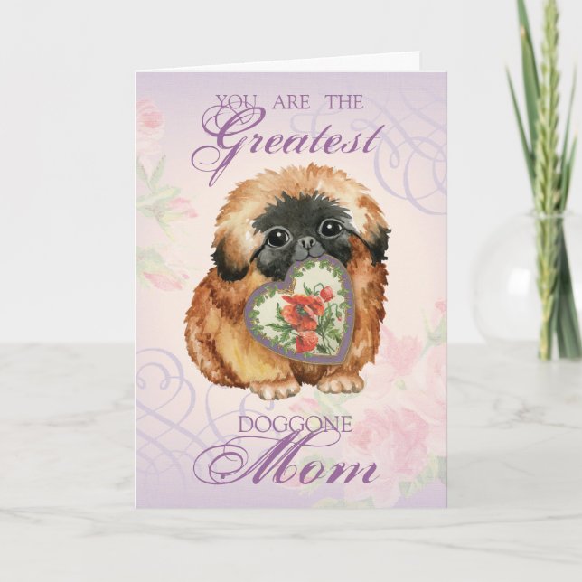 Cartão Pekingese Heart Mom (Frente)