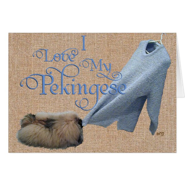 Cartão Pekingese Tug-O-War (Frente Horizontal)