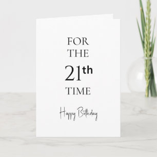 Cartão Pela 21ª Vez Feliz Aniversário de 21 Anos Minimali