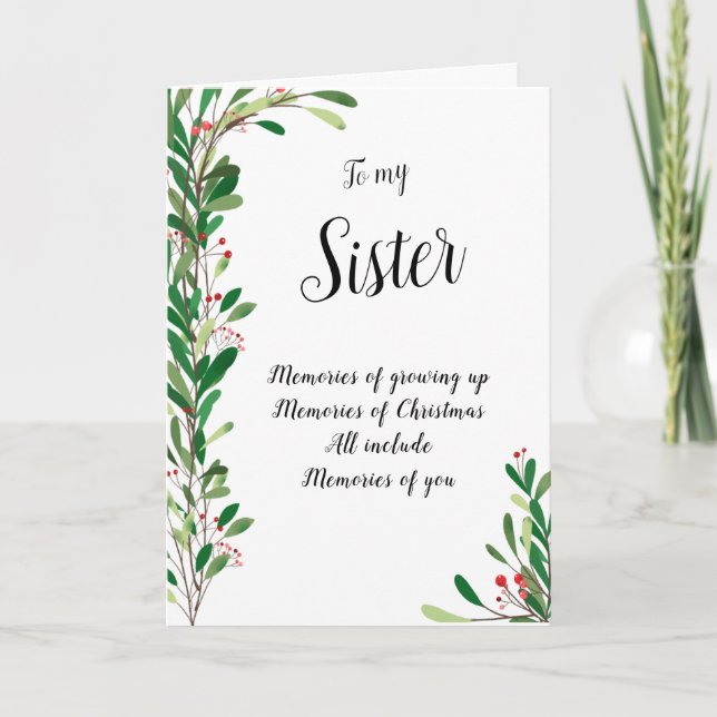 Cartão Pela Minha Irmã Belo Natal Botânico (Frente)