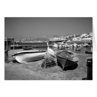 Cartão Pelican and Boats (BandW)
