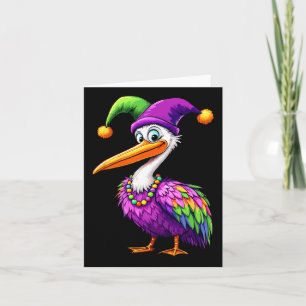 Cartão Pelican Mardi Gras Carnival Lover Mens Mulheres Cr