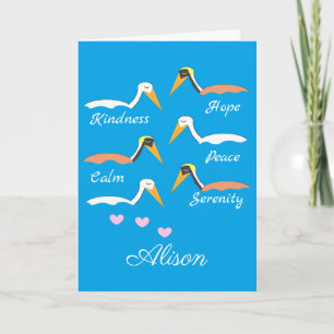 Cartão Pelicanos em Meditação: Vazio Azul-Verde