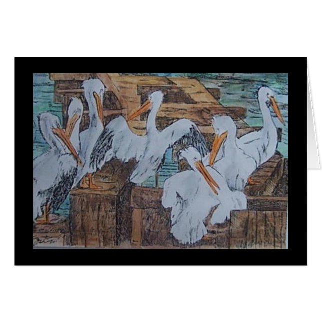 Cartão pelicanos em Rockport, TX (Frente Horizontal)