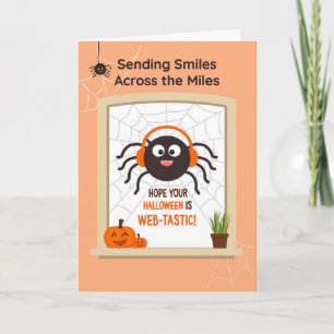 Cartão Pelo fone de ouvido de aranha bonitinho do Hallowe