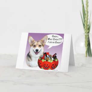 Cartão Pembroke Welsh Corgi Halloween Candy