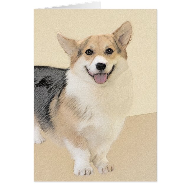 Cartão Pembroke Welsh Corgi - Pintura Original para Cacho (Frente)