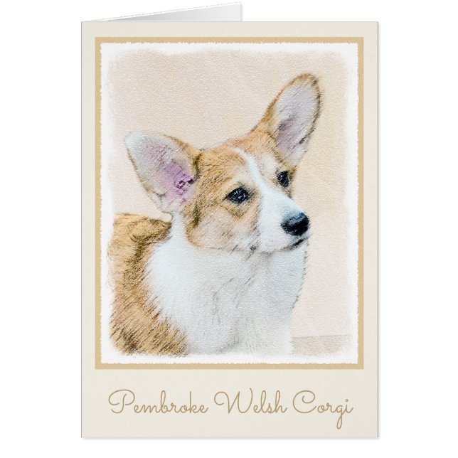 Cartão Pembroke Welsh Corgi - Pintura Original para Cacho (Frente)