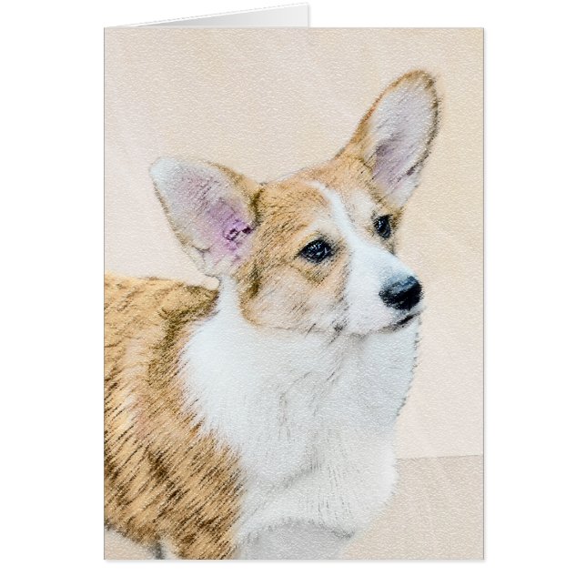 Cartão Pembroke Welsh Corgi - Pintura Original para Cacho (Frente)