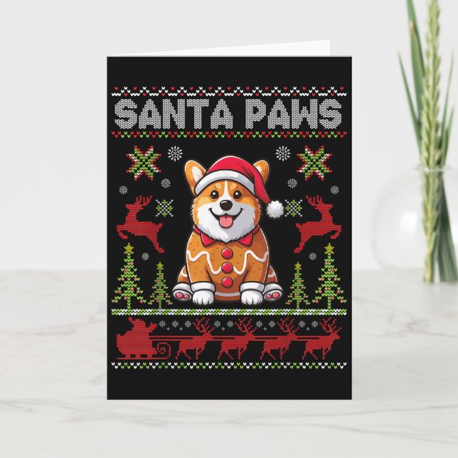 Cartão Pembroke Welsh Corgi Santa Paws Merry Christmas Ug (Frente)