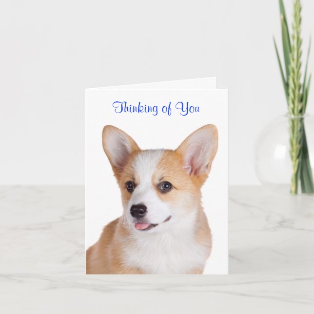 Cartão Pembroke Welsh Corgi Thinking Of You Greeting Card (Frente)