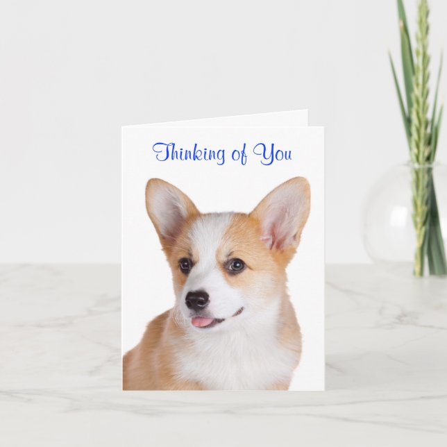 Cartão Pembroke Welsh Corgi Thinking Of You Greeting Card (Frente)