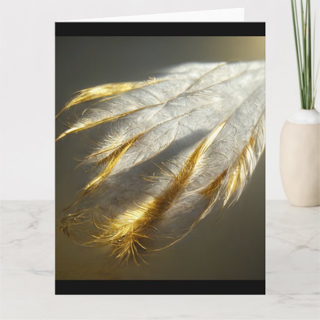 Cartão penas brancas ouros (Frente)