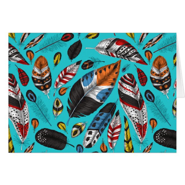 Cartão Penas coloridas (Frente Horizontal)