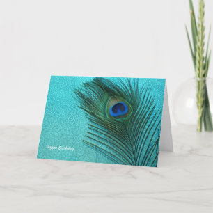Cartão Penas de Pavão Azul Aqua Metálico