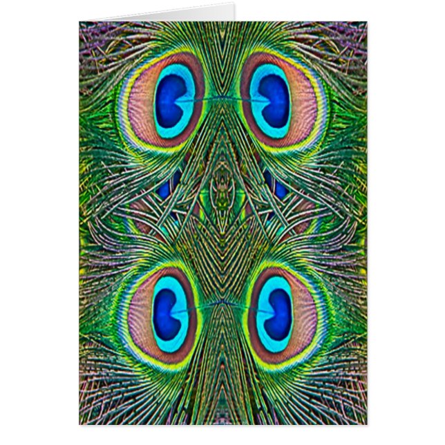Cartão Penas de Peacock Kaleidoscope Impressão (Frente)