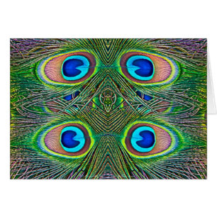 Cartão Penas de Peacock Kaleidoscope Impressão