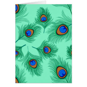 Cartão Penas Turquesas de Pavão em Aqua Leve