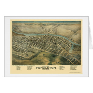 Cartão Pendleton, OU mapa panorâmico - 1890's