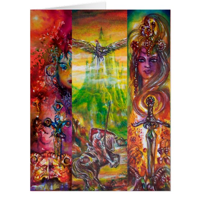 Cartão PENDRAGON Cavaleiros Medievais e Lago,Fantasia (Frente)