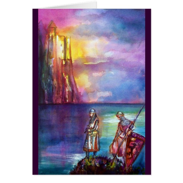 Cartão PENDRAGON Medieval Knights,Lake Sunset,Fantasy (Frente)