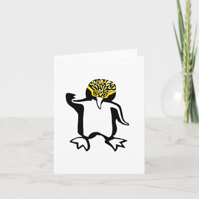 Cartão PENGUIN de olhos amarelos - Imagem animal ameaçada (Frente)