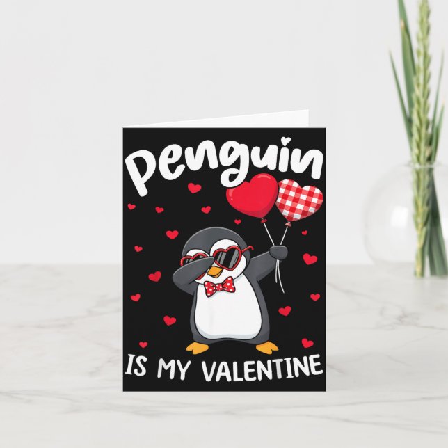 Cartão Penguin Is My Valentine Funny Bird V Day Cute Anim (Frente)