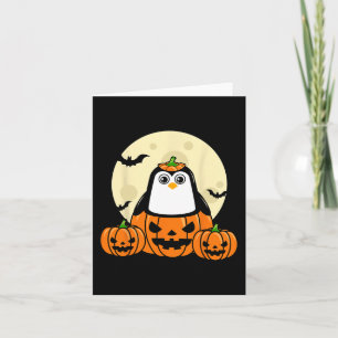 Cartão Penguin Pumpkin Moon Bats Costume Fácil Hallow