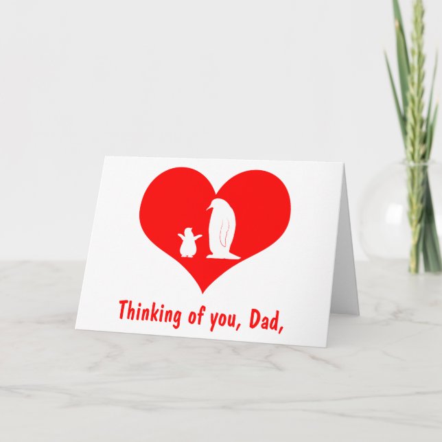 Cartão Penguins: Happy Father's Day Dad and Chick (Frente)
