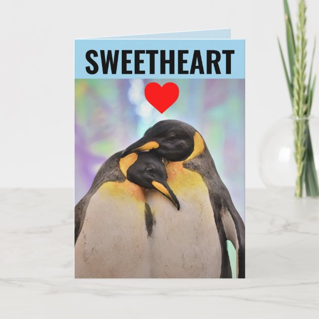 CARTÃO PENGUINS ROMANTIC HUMOROUS GREETING CARD (Frente)