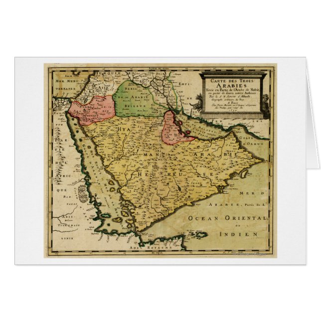 Cartão Península Arábica do Mapa do Médio Oriente (Frente Horizontal)